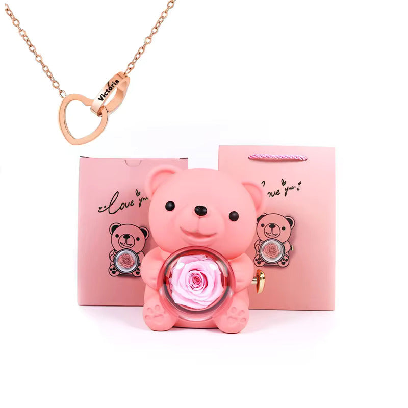 BlossomBear - The Perfect Gift with an Eternal Rose & Heart Necklace!