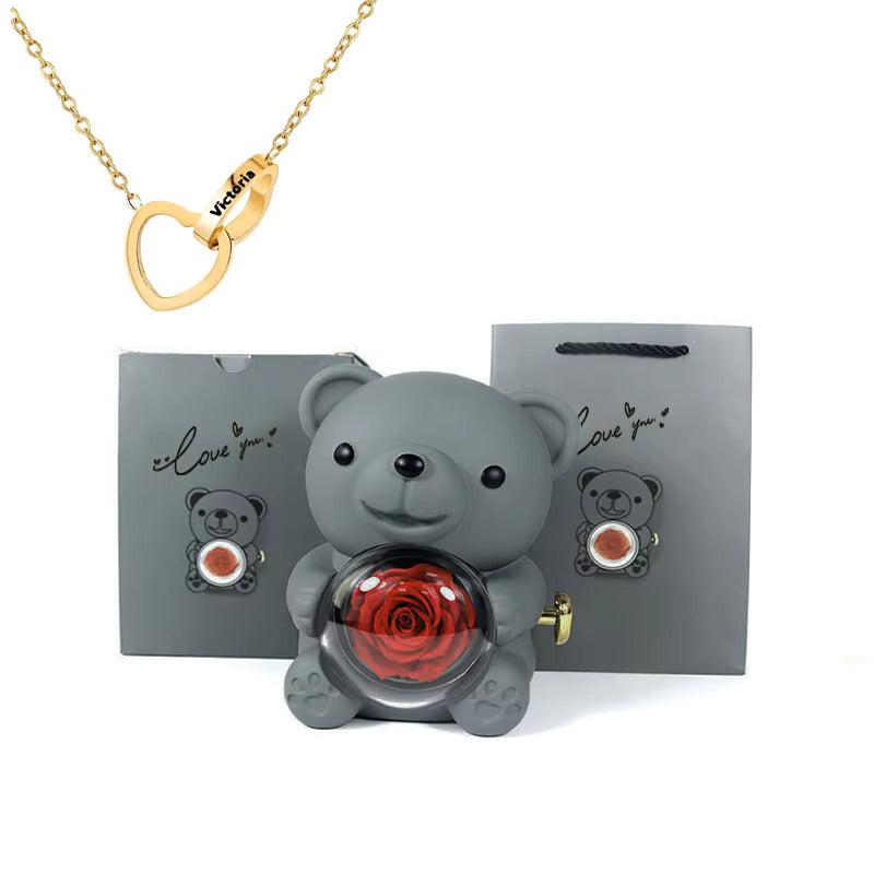 BlossomBear - The Perfect Gift with an Eternal Rose & Heart Necklace!