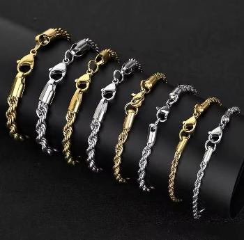 Stainless Steel Rope Link Bracelet