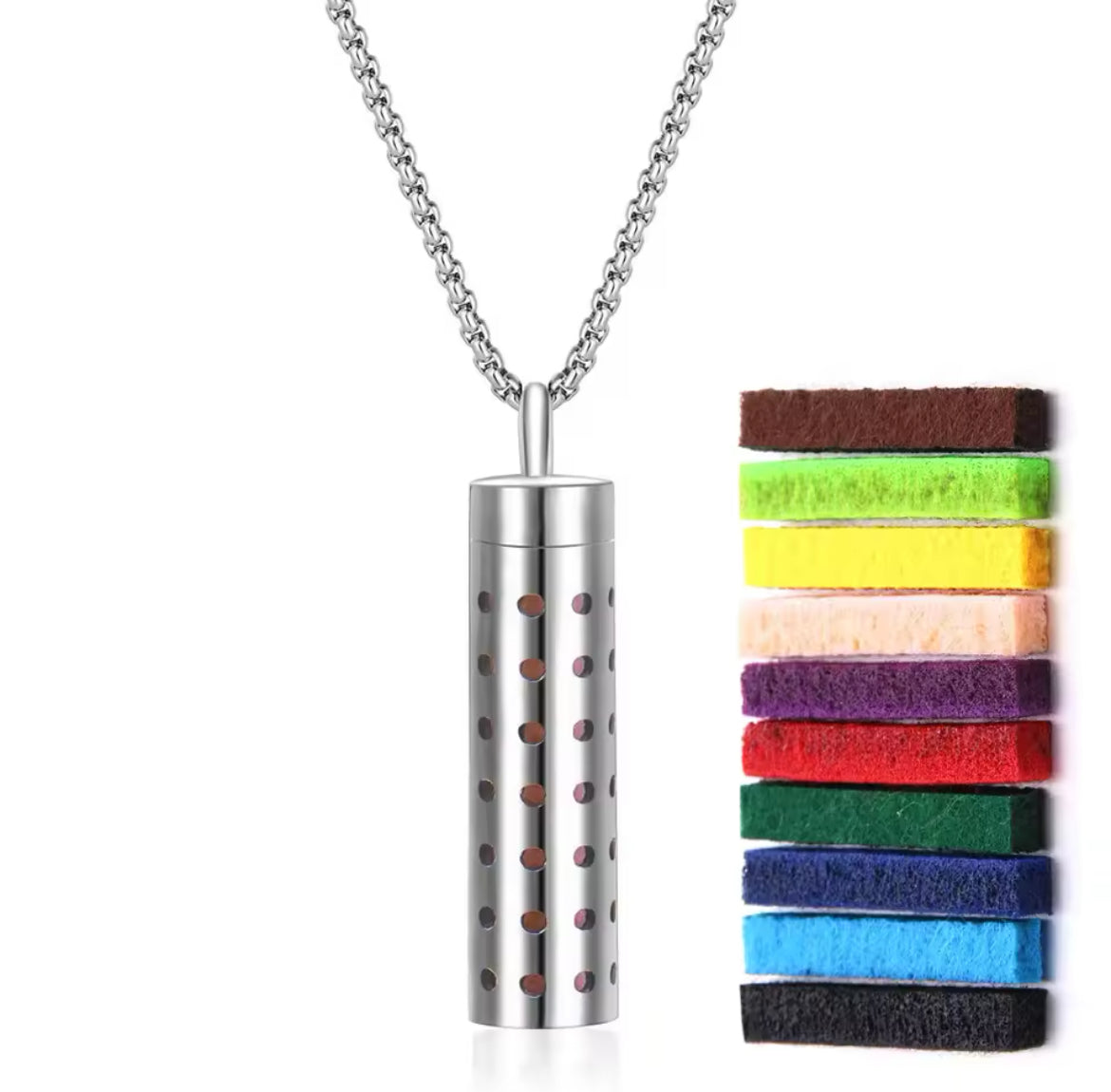 PerfumeCylinder Necklace - Includes 10 Pads