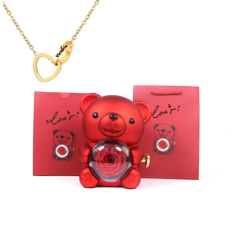 BlossomBear - The Perfect Gift with an Eternal Rose & Heart Necklace!